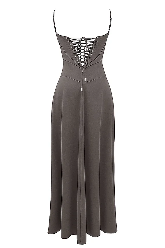 Anabella Smoke Lace Up Maxi Dress Anabella Smoke Lace Up Maxi Dress