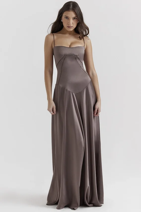 Anabella Smoke Lace Up Maxi Dress Anabella Smoke Lace Up Maxi Dress
