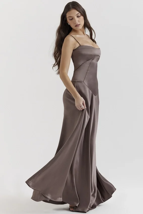Anabella Smoke Lace Up Maxi Dress Anabella Smoke Lace Up Maxi Dress