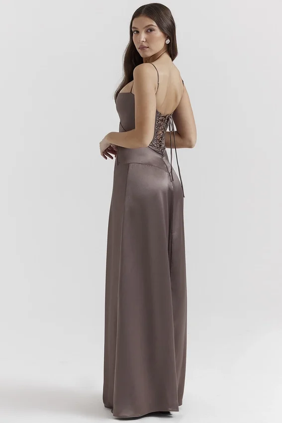 Anabella Smoke Lace Up Maxi Dress Anabella Smoke Lace Up Maxi Dress