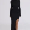 Anais Black Thigh Split Gathered Maxi Dress