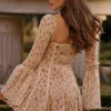 Analissa Vintage Cream Rose Print Corset Mini Dress Analissa Vintage Cream Rose Print Corset Mini Dress