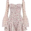 Analissa Vintage Cream Rose Print Corset Mini Dress Analissa Vintage Cream Rose Print Corset Mini Dress