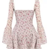 Analissa Vintage Cream Rose Print Corset Mini Dress Analissa Vintage Cream Rose Print Corset Mini Dress