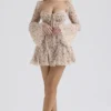 Analissa Vintage Cream Rose Print Corset Mini Dress Analissa Vintage Cream Rose Print Corset Mini Dress