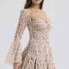 Analissa Vintage Cream Rose Print Corset Mini Dress Analissa Vintage Cream Rose Print Corset Mini Dress