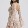 Analissa Vintage Cream Rose Print Corset Mini Dress Analissa Vintage Cream Rose Print Corset Mini Dress