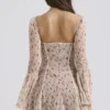 Analissa Vintage Cream Rose Print Corset Mini Dress Analissa Vintage Cream Rose Print Corset Mini Dress