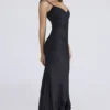 Anastelle Black Hand Beaded Embellished Satin Maxi Dress – Limited Edition Anastelle Black Hand Beaded Embellished Satin Maxi Dress – Limited Edition