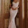 Anastelle Pink Hand Beaded Embellished Satin Maxi Dress Anastelle Pink Hand Beaded Embellished Satin Maxi Dress