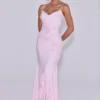 Anastelle Pink Hand Beaded Embellished Satin Maxi Dress Anastelle Pink Hand Beaded Embellished Satin Maxi Dress