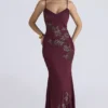 Anastelle Plum Hand Beaded Embellished Satin Maxi Gown – Limited Edition Anastelle Plum Hand Beaded Embellished Satin Maxi Gown – Limited Edition