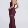 Anastelle Plum Hand Beaded Embellished Satin Maxi Gown – Limited Edition Anastelle Plum Hand Beaded Embellished Satin Maxi Gown – Limited Edition