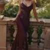 Anastelle Plum Hand Beaded Embellished Satin Maxi Gown – Limited Edition Anastelle Plum Hand Beaded Embellished Satin Maxi Gown – Limited Edition