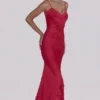 Anastelle Red Hand Beaded Embellished Satin Maxi Dress – Limited Edition Anastelle Red Hand Beaded Embellished Satin Maxi Dress – Limited Edition