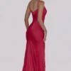 Anastelle Red Hand Beaded Embellished Satin Maxi Dress – Limited Edition Anastelle Red Hand Beaded Embellished Satin Maxi Dress – Limited Edition