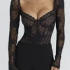 Aneira Black Lace Long Sleeve Bodysuit