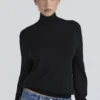 Angel Black Silk + Wool Roll Neck Sweater