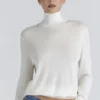 Angel Ivory Silk + Wool Roll Neck Sweater