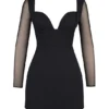 Angelie Black Stretch Crepe Plunge Mini Dress Angelie Black Stretch Crepe Plunge Mini Dress