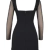 Angelie Black Stretch Crepe Plunge Mini Dress Angelie Black Stretch Crepe Plunge Mini Dress