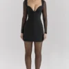 Angelie Black Stretch Crepe Plunge Mini Dress Angelie Black Stretch Crepe Plunge Mini Dress