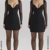 Angelie Black Stretch Crepe Plunge Mini Dress Angelie Black Stretch Crepe Plunge Mini Dress