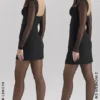 Angelie Black Stretch Crepe Plunge Mini Dress Angelie Black Stretch Crepe Plunge Mini Dress