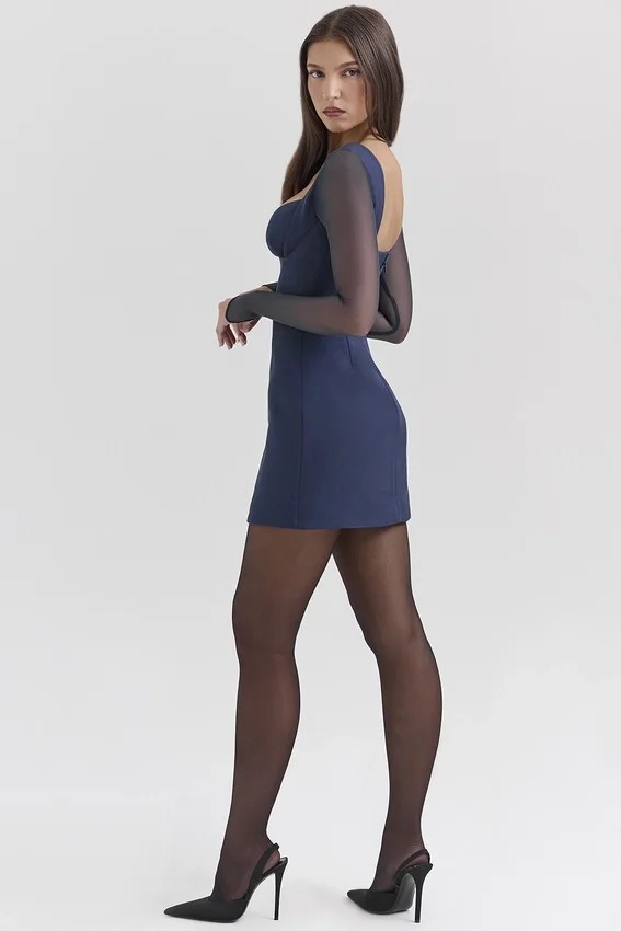Angelie Midnight Stretch Crepe Plunge Mini Dress Angelie Midnight Stretch Crepe Plunge Mini Dress
