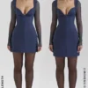 Angelie Midnight Stretch Crepe Plunge Mini Dress Angelie Midnight Stretch Crepe Plunge Mini Dress
