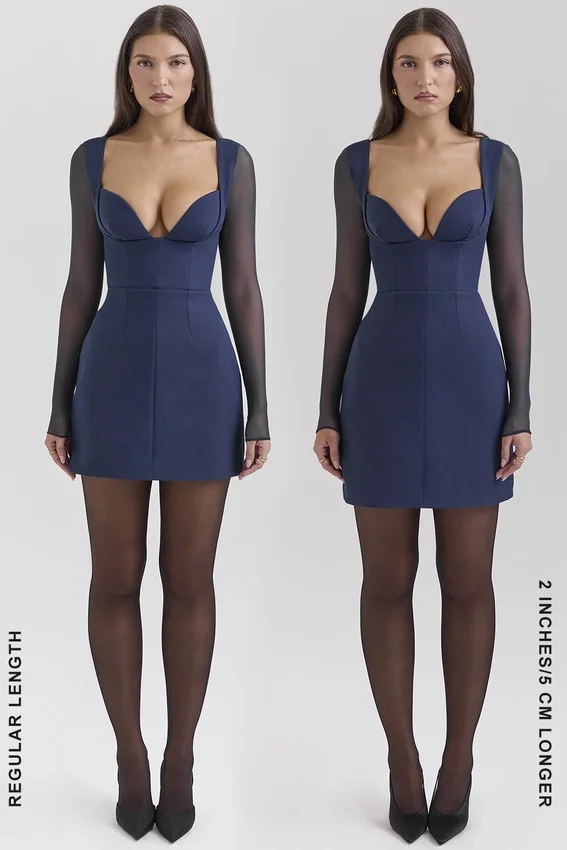 Angelie Midnight Stretch Crepe Plunge Mini Dress Angelie Midnight Stretch Crepe Plunge Mini Dress