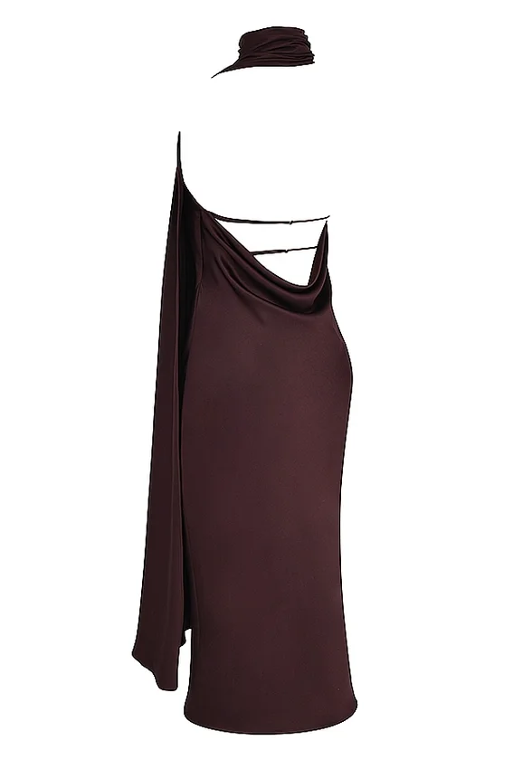 Angelina Chocolate Wrap Neck Midi Dress Angelina Chocolate Wrap Neck Midi Dress