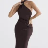 Angelina Chocolate Wrap Neck Midi Dress Angelina Chocolate Wrap Neck Midi Dress