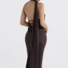 Angelina Chocolate Wrap Neck Midi Dress Angelina Chocolate Wrap Neck Midi Dress