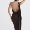 Angelina Chocolate Wrap Neck Midi Dress Angelina Chocolate Wrap Neck Midi Dress
