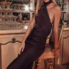 Angelina Chocolate Wrap Neck Midi Dress Angelina Chocolate Wrap Neck Midi Dress