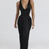 Angeline Black Satin Hourglass Maxi Dress – Limited Edition Angeline Black Satin Hourglass Maxi Dress – Limited Edition