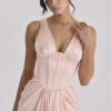 Angeline Blush Satin Corset Maxi Dress – Limited Edition