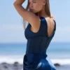 Angeline Navy Satin Corset Maxi Dress Angeline Navy Satin Corset Maxi Dress