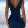 Angeline Navy Satin Corset Maxi Dress Angeline Navy Satin Corset Maxi Dress