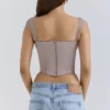 Anja Mocha Georgette Cap Sleeve Corset Top Anja Mocha Georgette Cap Sleeve Corset Top
