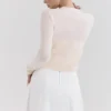 Anjou Cream Lambswool Rose Embroidered Cardigan
