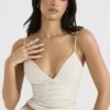Antonella Off White Vegan Leather Corset