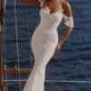 Antonella White Gathered Mesh Maxi Dress Antonella White Gathered Mesh Maxi Dress