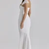 Antonella White Gathered Mesh Maxi Dress Antonella White Gathered Mesh Maxi Dress