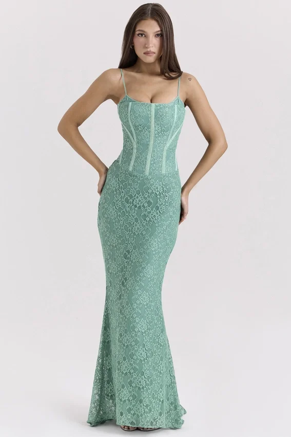 Antonina Jade Lace Corset Maxi Dress Antonina Jade Lace Corset Maxi Dress