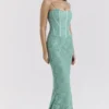 Antonina Jade Lace Corset Maxi Dress Antonina Jade Lace Corset Maxi Dress