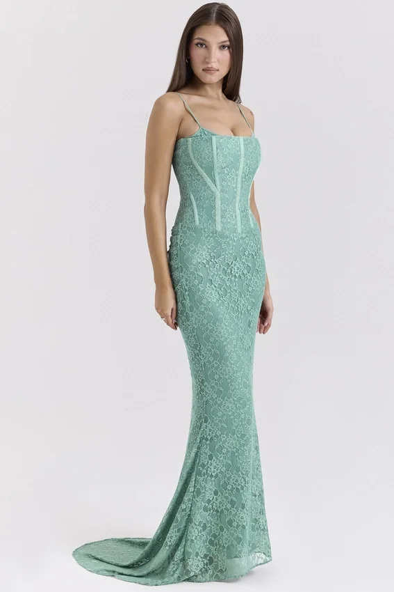 Antonina Jade Lace Corset Maxi Dress Antonina Jade Lace Corset Maxi Dress