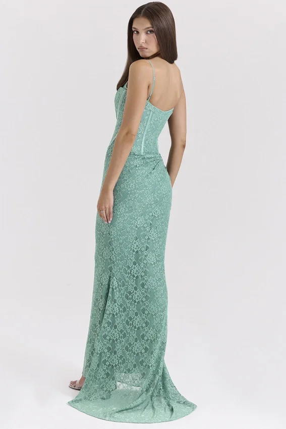Antonina Jade Lace Corset Maxi Dress Antonina Jade Lace Corset Maxi Dress