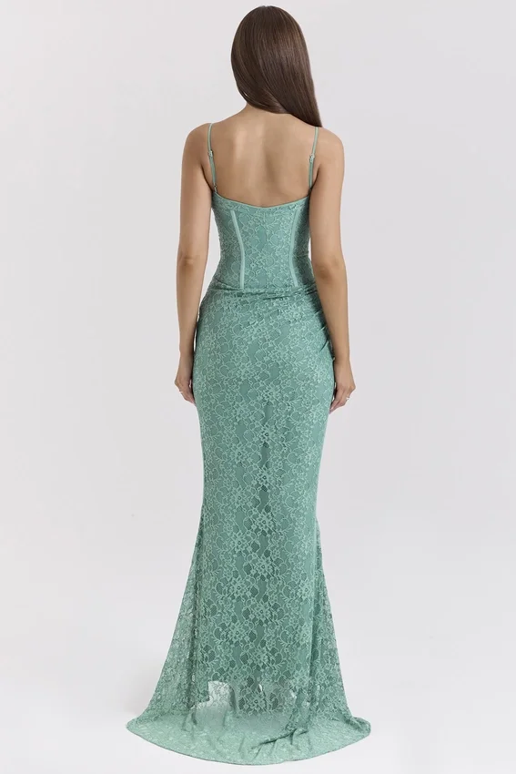 Antonina Jade Lace Corset Maxi Dress Antonina Jade Lace Corset Maxi Dress